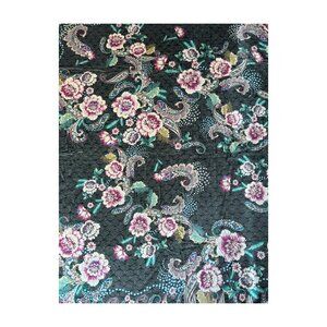 Johnny Was Laurel Canyon Camino Serra Cozy Blanket Reversible Floral Black NEW